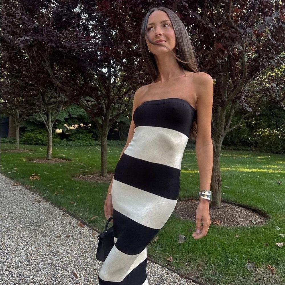 BNWT Posse Theo Strapless Dress black and white size S